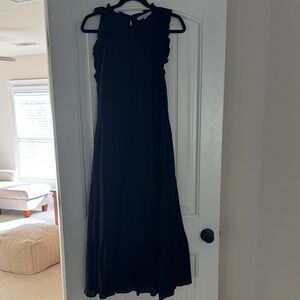 LOFT Black Ruffled Maxi Dress